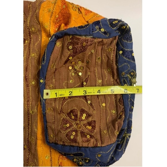 Indian Traditional Gold Stitched Sequined Hobo Shoulder Bag - Picture 11 of 12
